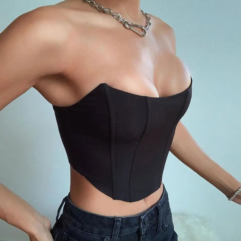 Sleeveless Off Shoulder Corset Crop Tops