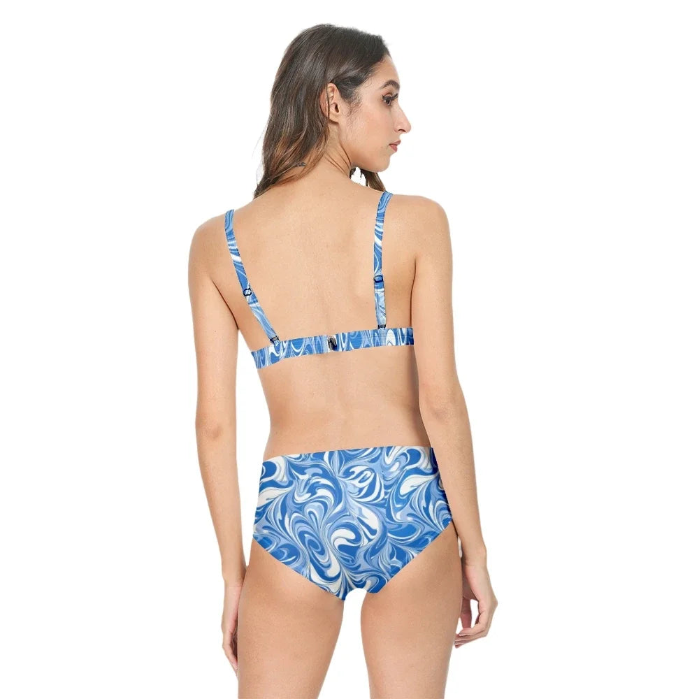 Fluid Print Casual Multicolor Trendy Swimwear
