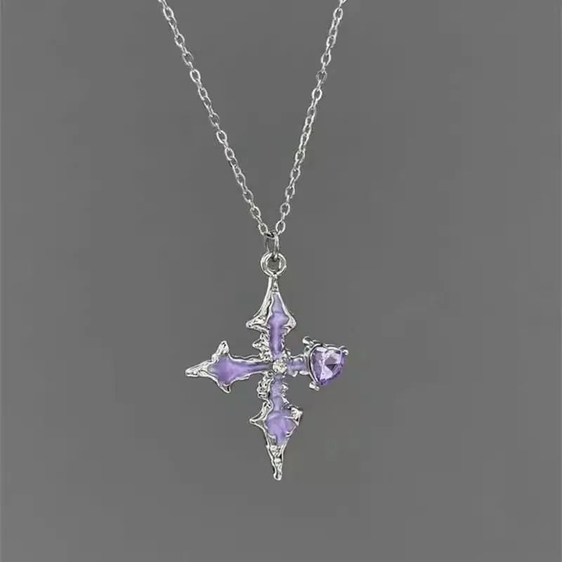 Black Rhinestone Cross Jesus Pendant Choker Necklace