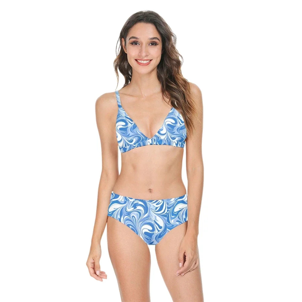 Fluid Print Casual Multicolor Trendy Swimwear