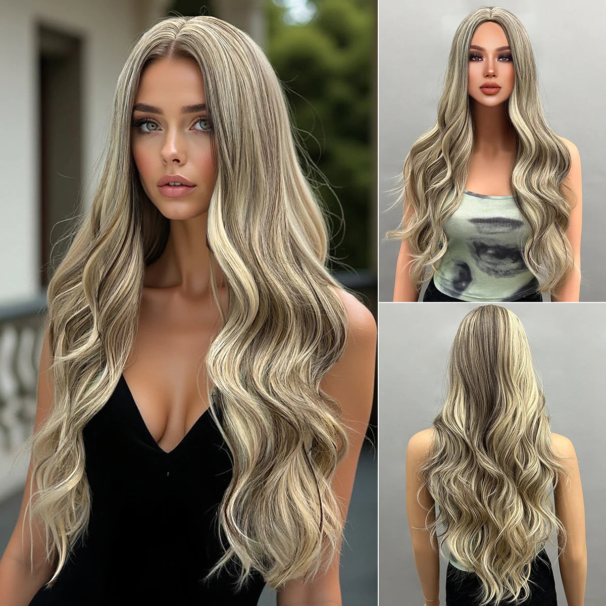 30 Inch Multi-Color Wavy Curly Synthetic Wig