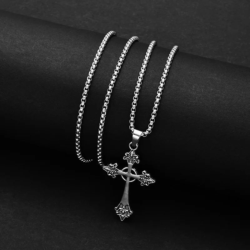 Black Rhinestone Cross Jesus Pendant Choker Necklace