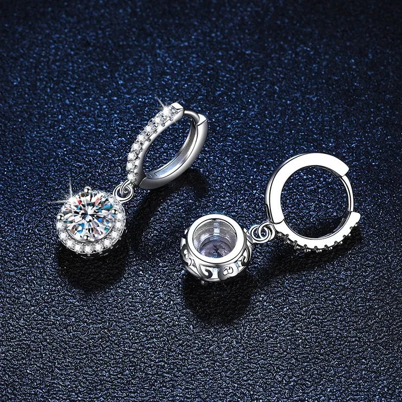 925 Sterling Silver 1 Carat Moissanite Round Earrings