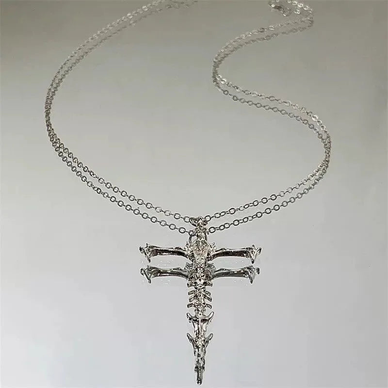 Black Rhinestone Cross Jesus Pendant Choker Necklace