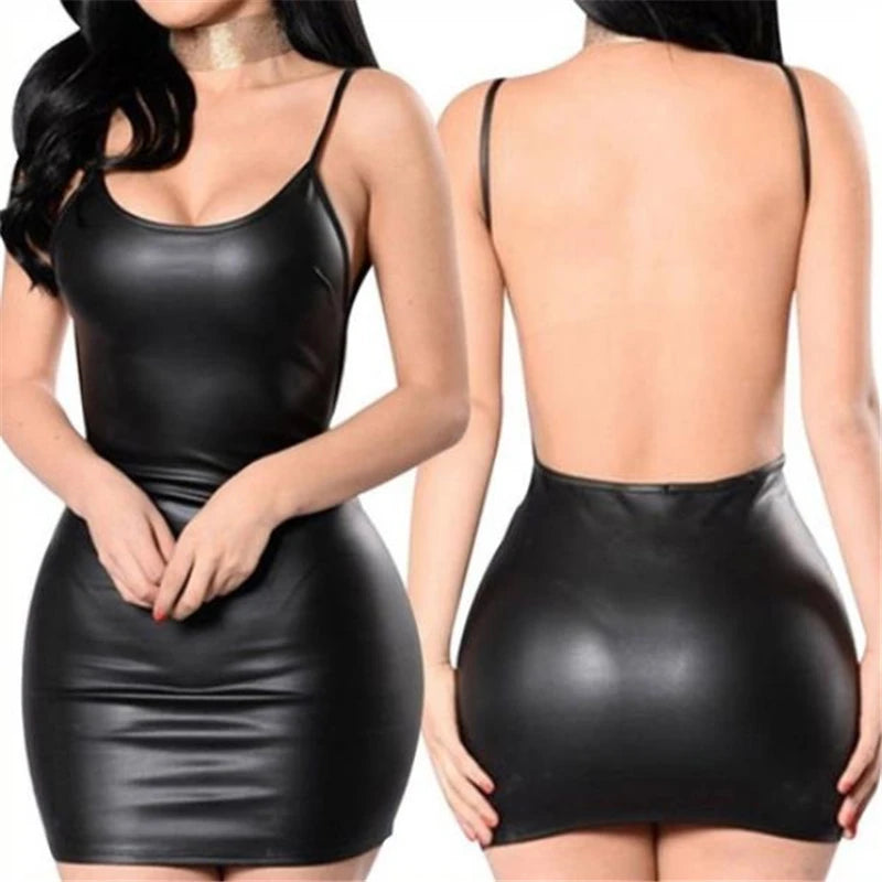 Sexy Faux Leather Dress