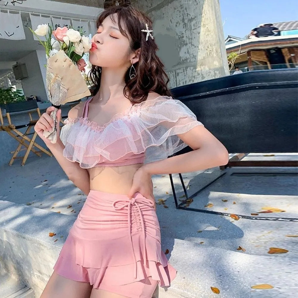 Ins Slim Fit A-line Skirt Swimsuit