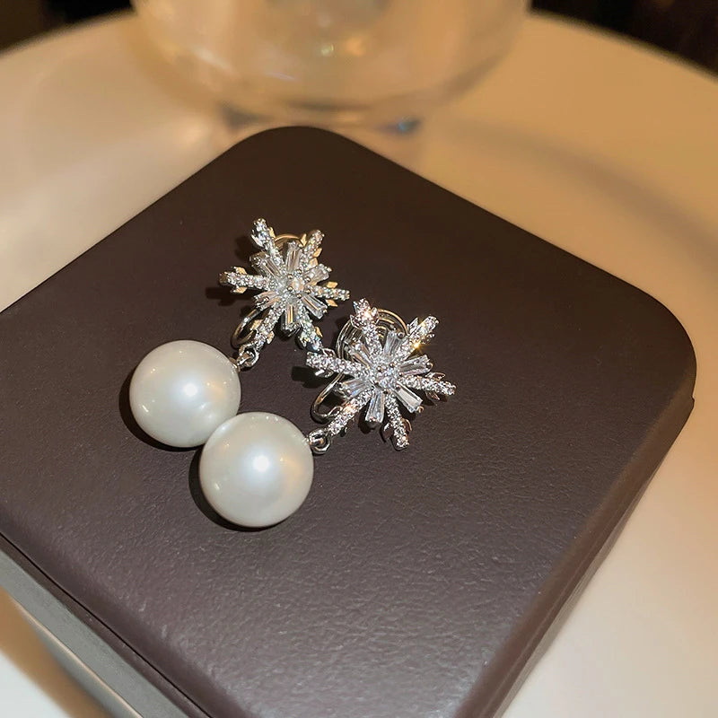 Elegant Snowflake Imitation Earrings