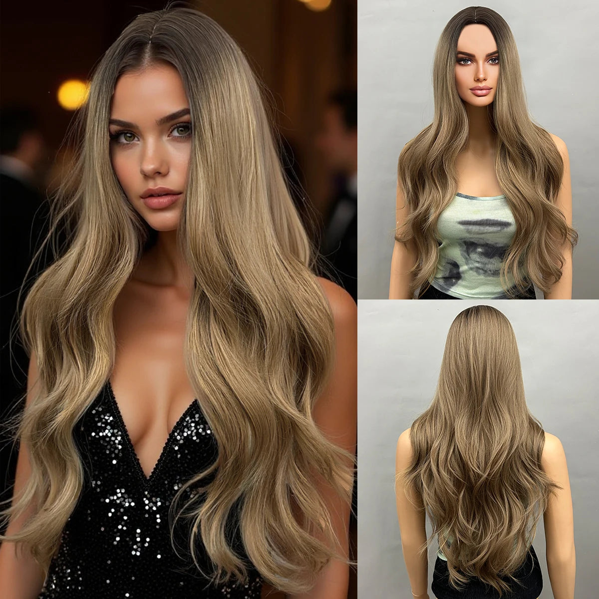30 Inch Multi-Color Wavy Curly Synthetic Wig