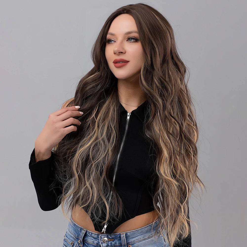 30 Inch Multi-Color Wavy Curly Synthetic Wig
